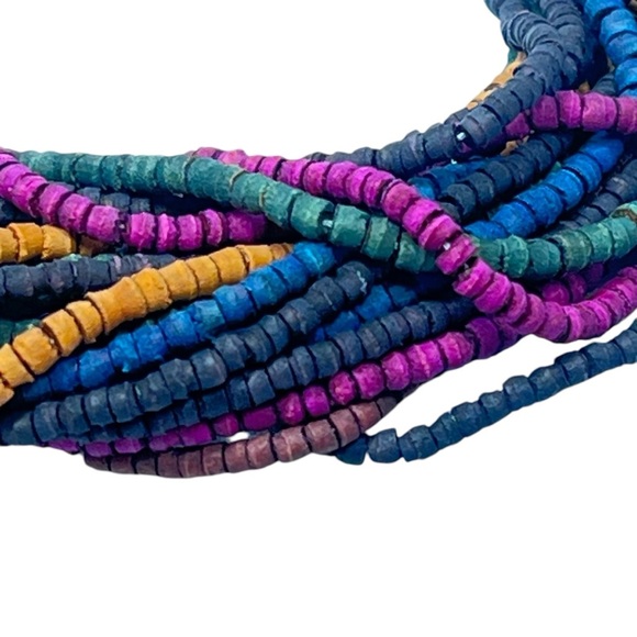 VTG Multi Strand Seed Beaded Multi Colored Boho Necklace - Picture 11 of 15